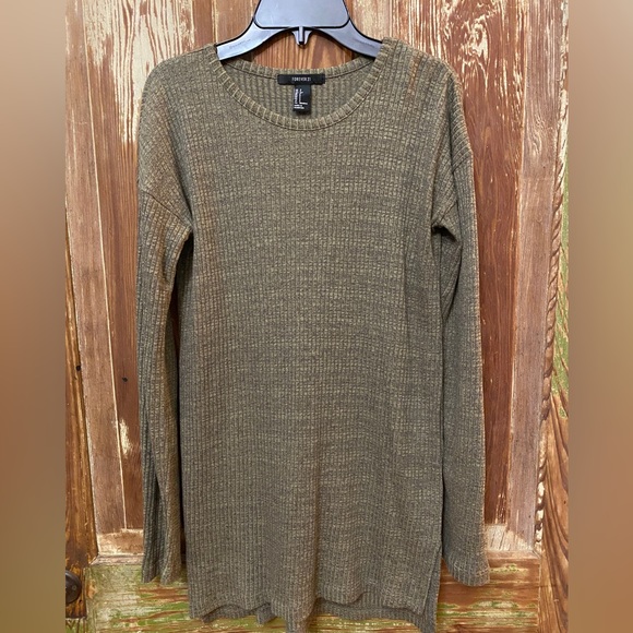 Army Green Forever 21 Long Sleeve Flare Leg Legging Set - Picture 2 of 5